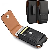 Leather Holster for iPhone 15, 15 Pro, 14, 14 Pro, 13, 13 Pro, 12, 12 Pro, 11, 11 Pro, Xs, X, XR Cell Phone Belt Holder Clip Case with ID Credit Card Slot for Men
