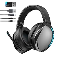 Wireless Gaming Headset with Microphone for PC PS4 PS5 Nintendo, Noise Cancelling, 2.4GHz Low Latency, Stereo Surround Sound, Bluetooth Over-Ear Headphones Soft Earmuffs, 3.5mm Wired Mode for Xbox