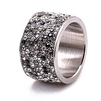 Fashion Stainless Steel Rings 8 Rows Gray Crystal Jewelry Wedding Rings for Women Birthday Gifts
