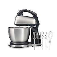 Classic Stand and Hand Mixer, 4 Quarts, 6 Speeds with QuickBurst, Bowl Rest, 290 Watts Peak Power, Black and Stainless
