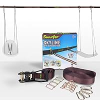 Swurfer Skyline Tree Swing Hanging Kit – Heavy Duty, Weather Resistant, Swing Line to Hang Multiple Swings, Span Up to 40 Feet, Includes 4 Adjustable Locking Anchors & Carabiners, Easy Installation