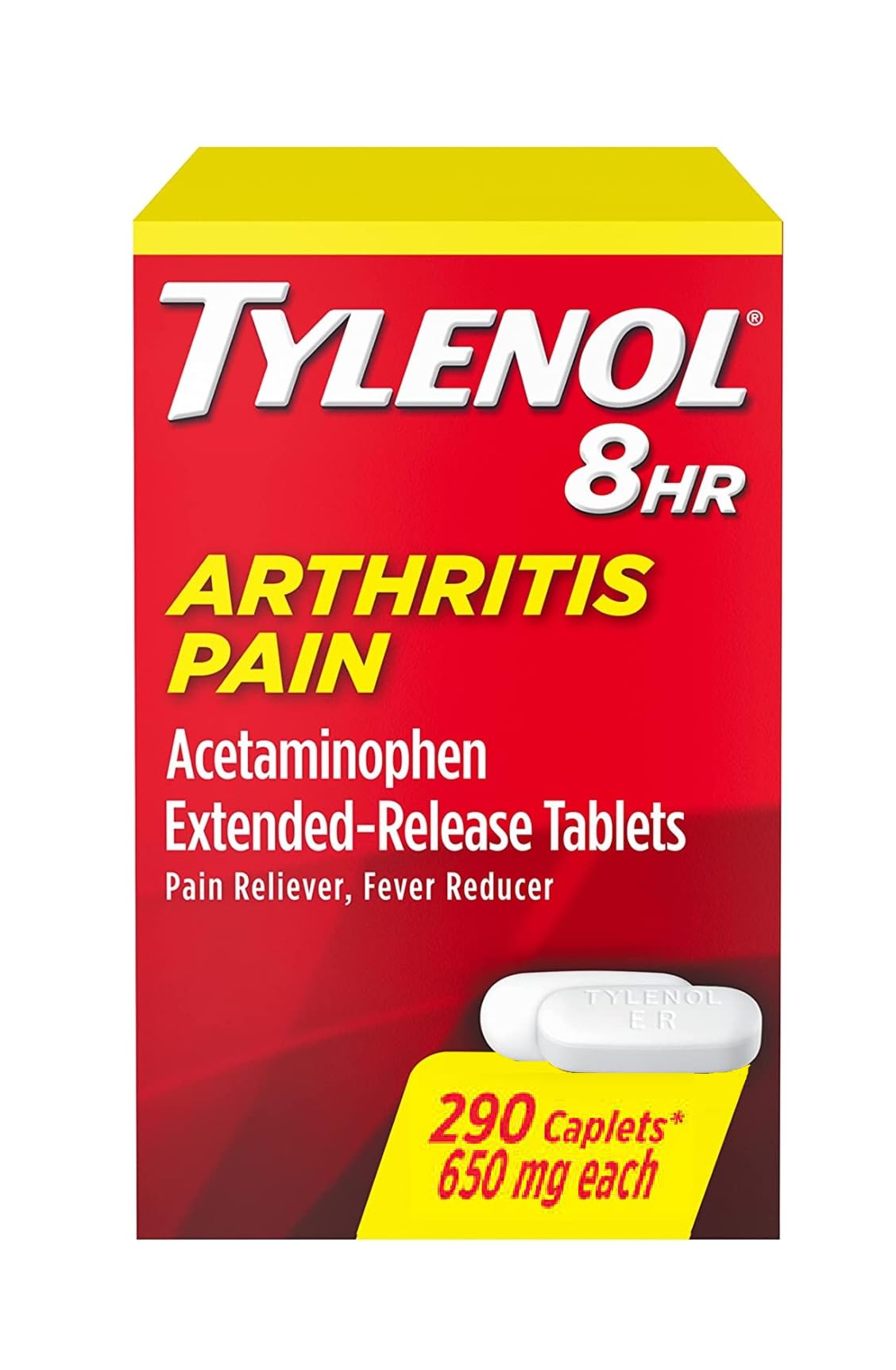 Tylenol Arthritis Pain - Acetaminophen Extended Release Pain Reliver - 290 Caplets 650 mg Each