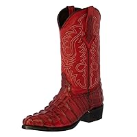 Texas Legacy Mens Off White Western Leather Cowboy Boots Crocodile Tail Print