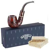 Alligator Tobacco Pipe With 100 6mm Balsa Filters - Italian Hand Crafted Briar Pipe Brown Finish (614)