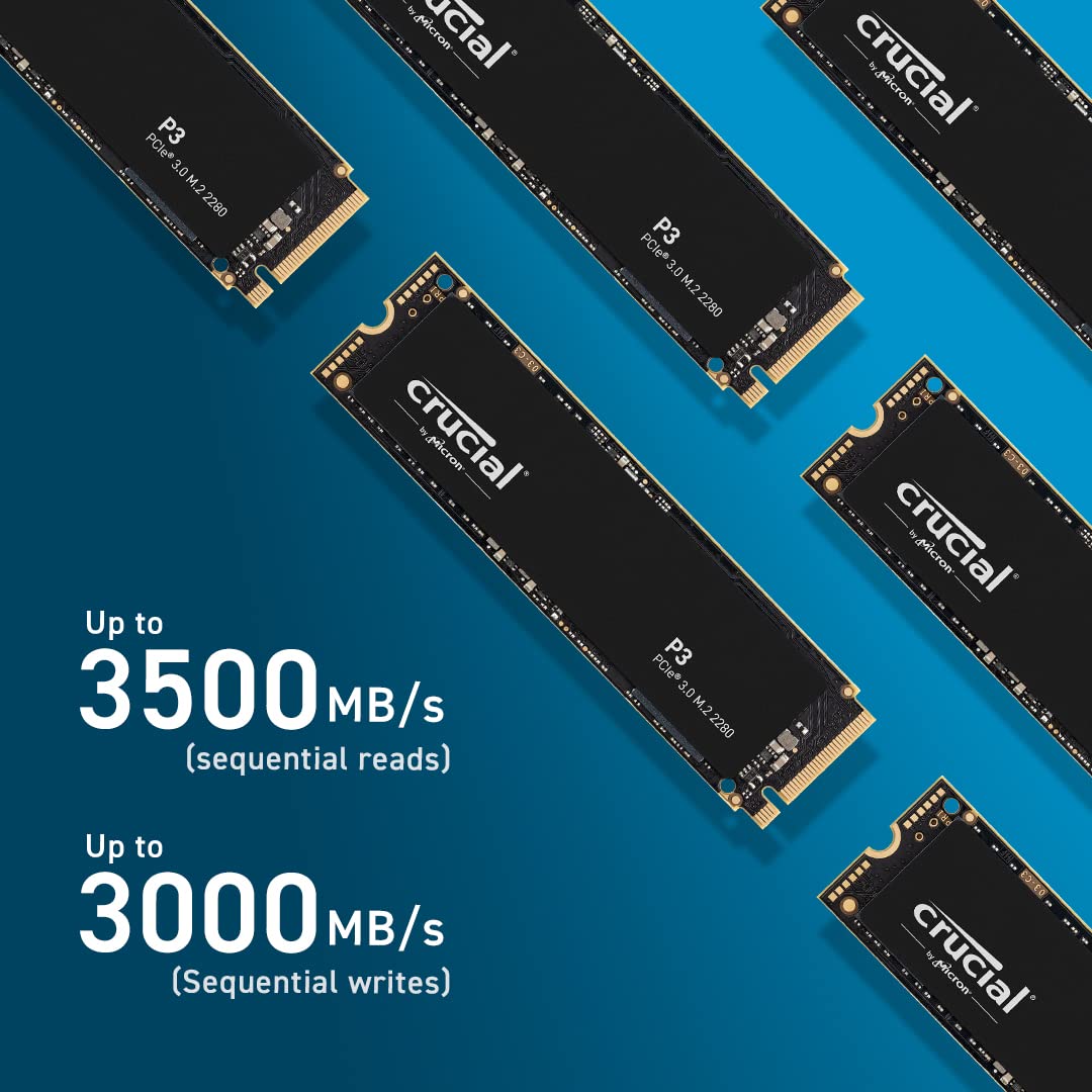 Crucial P3 1TB PCIe Gen3 3D NAND NVMe M.2 SSD, up to 3500MB/s - CT1000P3SSD8