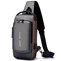 Sling Backpack USB Anti-Theft Waterproof Chest Daypack Casual Shoulder Bag (Grey)