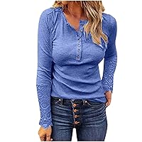 Women Lace Long Sleeve Tops, Fashion Solid Color Slim Tunic Shirts Summer Sexy Ladies Business Casual Button Blouses