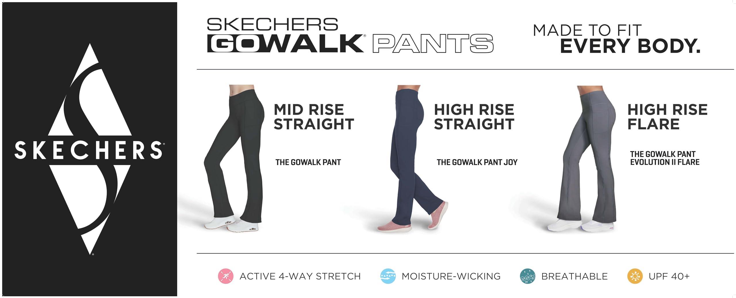 Skechers Women's GO Walk Pant, Black, Large Petite
