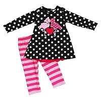Little Girl Kids Long Sleeve Polka Dots Love Flamingo Pants Set 2T-8