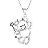 1/3 CT Teddy Bear Diamond Necklace in Sterling Silver