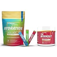 Sugar Free Hydration Powder Packets Variety - 15 Stick Packs & PreWorkout Powder with ACV | Heat, Exercise, Travel, Daily Hydration + Superfood Energy & All-Natural Nitric Oxide Booster Plus Caffeine