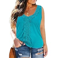 RITERA Plus SizeTank Tops for Women Colorblock Shirt V Neck Sleeveness Tunic Casual Summer Cami Shirts Sexy Blouses