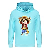 Kids Fall Casual Sweatshirts Trendy Cozy Hoodies Anime Graphic Long Sleeve Hooded Pullover for 2-16Y