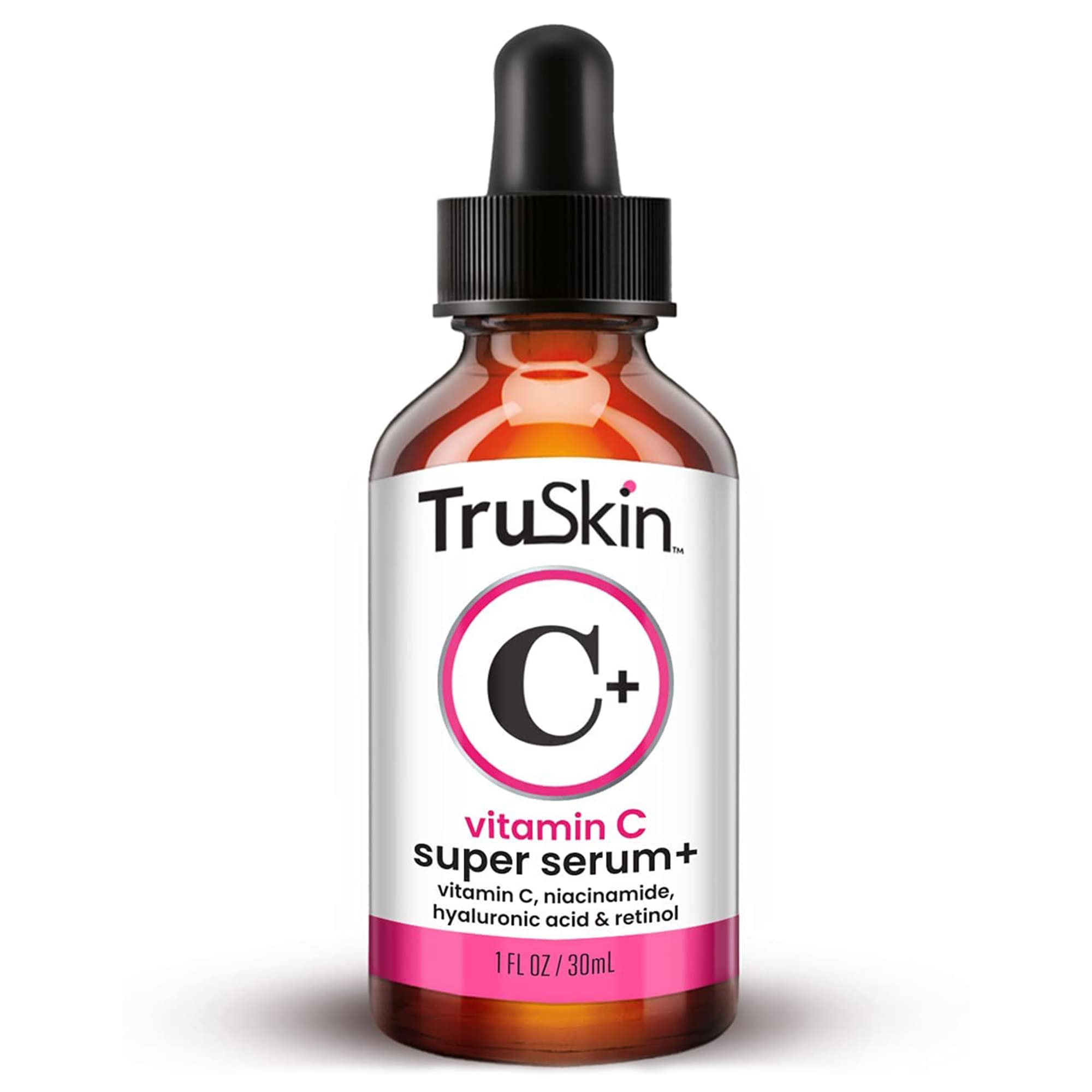 TruSkin Vitamin C-Plus Super Serum, Anti Aging Anti-Wrinkle Facial Serum with Niacinamide, Retinol, Hyaluronic Acid, and Salicylic Acid, 1 oz