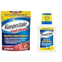 Kaopectate Anti-Diarrheal Soft Chews 24 Count and Upset Stomach Relief Liquid 11 Fl Oz