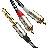 VIOY 1/4 to Dual RCA Audio Cable [3.3ft], Gold Plated Copper Shell Heavy Duty 6.35mm Quarter Inch Male TRS Jack to 2 RCA Phono Male Stereo Y Insert Splitter Adapter……