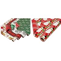 American Greetings Christmas Wrapping Paper Bundle with Snowman and Rustic Designs (5 Rolls)