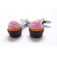Cupcake Cufflinks Dessert Snack Sweets + Box & Cleaner