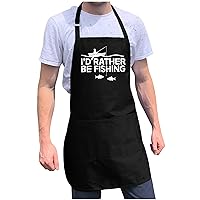 I'd Rather Be Fishing Apron - Funny BBQ Grill Apron for Fishermen