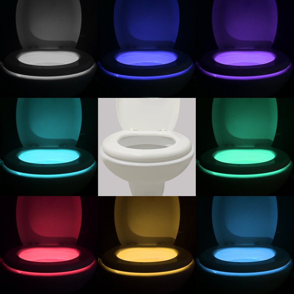VINTAR [3-Packs] 16-Color Motion Sensor LED Toilet Night Light,Toilet Bowl Lights,Cool Gadgets,5-Stage Dimmer, Light Detection