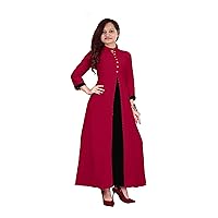 Women's Long Dress Cotton Tunic Indian Girl's Wear Frock Suit Maroon Color Plus Size