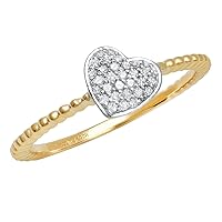 Dazzlingrock Collection 0.15 Carat (ctw) 10K White & Round Diamond Ladies Bridal Two Tone Heart Promise Ring, Yellow Gold