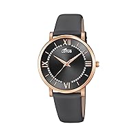 Lotus Trendy Women's Stainless Steel Watch with Leather Strap in Black 38 mm, black, Strap.