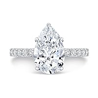 Siyaa Gems 3.50 CT Pear Colorless Moissanite Engagement Ring for Women/Her, Wedding Bridal Ring Sterling Silver Solid Gold Diamond Solitaire 4-Prong Set Ring