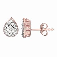 Mother's Day Gift For Her 925 Sterling Silver White Diamond Pear Shape Stud/Solitaire Earrings for Women/Wife/Girls/Adults