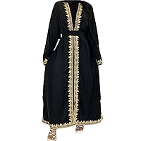Burka for Women Kaftan Abaya Dress Muslim Long Sleeve Flowy Maxi Dress Islamic Evening Gown Fancy Robes for Women Elegant Dresses Floor Length Robe Black 2X