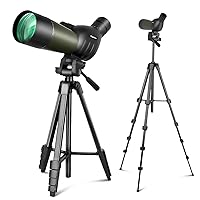 25-75x60 Spotting Scope with 64in Tripod, Carry Bag - Clear Low Light Vision Spotting Scopes - Fogproof Spotting Scopes for Target Shooting, Hunting, Birding, Wildlife Viewing (Green)