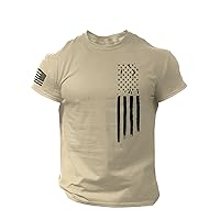 Men's Independence Day Shirts Short Sleeve Crew Neck Sport Gym Running Shirt American Flag Print Patriotic T-Shirts