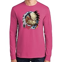 Men's Native American Indian Big Chief Biker Heavyweight Cotton T-Shirt