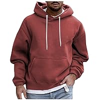 Hoodies for Men Casual Drawstring Pullover Heavyweight Fleece Lined Hoodie Mens Clothes Hooded Sweatshirt