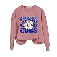 Baseball Sweatshirt Women Crewneck Sweatshirts Graphic Funny Cute Baseball Letter Casual Pullover Tops Fashion Blouse