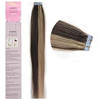 16''-24''Tape in Remy Human Hair Extensions Straight Skin Weft Human Hair 20pcs Ombre Mixed Color(24''70g,M4/27)