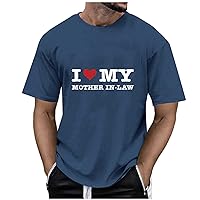 Tshirts Shirts for Men Graphic Vintage Mother's Day I Love My Mother in Law Festive Short Sleeved Cotton Crew