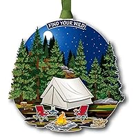 Find Your Wild Ornament with Cape Fire Forest Red Chair Tent, Tree Decoration for Nature Camping