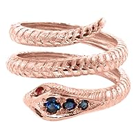 14k Rose Gold Real Genuine Sapphire and Ruby Womens Band Ring