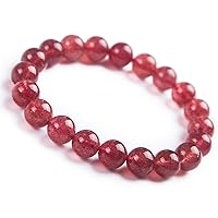 Natural Red Strawberry Quartz Crystal Love Round Beads Women Men Bracelet 9mm AAAA