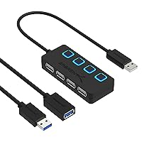 SABRENT 4-Port USB 2.0 Hub + 22AWG 3 Feet USB 3.0 Extension Cable