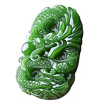 Green Natural Jade Pendant Dragon Jade Statue Amulet jade Necklace Hand Carving