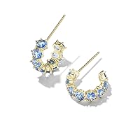 Kendra Scott Cailin 14k Gold-Plated Brass Crystal Huggie Earrings in Blue Violet Crystal, Fashion Jewelry For Women