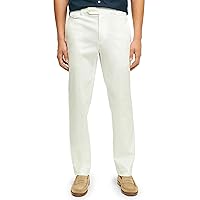 Brooks Brothers Men's Slim Fit Stretch Supima Cotton Poplin Chino Pants, White, 32W x 34L