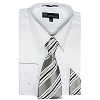 Men's Long Sleeve Dress Shirt with Matching Tie and Handkerchief SG21A