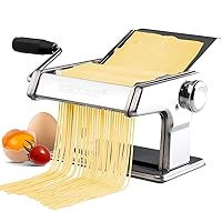 SEISSO Hand Crank Pasta Maker Machine, Manual Hand Roll, 9 Adjustable  Thickness Settings, Stainless Steel Noodle Maker with Rollers and Cutter  for Homemade Spaghetti, Linguine 