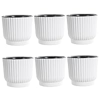 6Pcs Self Watering Planter 6'' Plastic Plant Pot with Drainage Holes and Wick Rope, African Violet Pots for Indoor Plants, Flowers