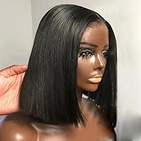 Short Bob Wig Human Hair Bone Straight 13x4 HD Lace Frontal Wig Brazilian Virgin Hair Wear and Go Glueless Wigs For Black Women Pre Plucked With Baby Hair 150% Density 8Inch