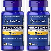 Puritan's Pride Melatonin 3 mg Tablets, 240 Count (Pack of 2)