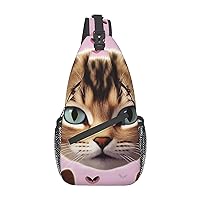 Carttoon Cat Cross Chest Bag Diagonally Crossbody Shoulder Bag Travel Backpack Sling Bag for Women Men